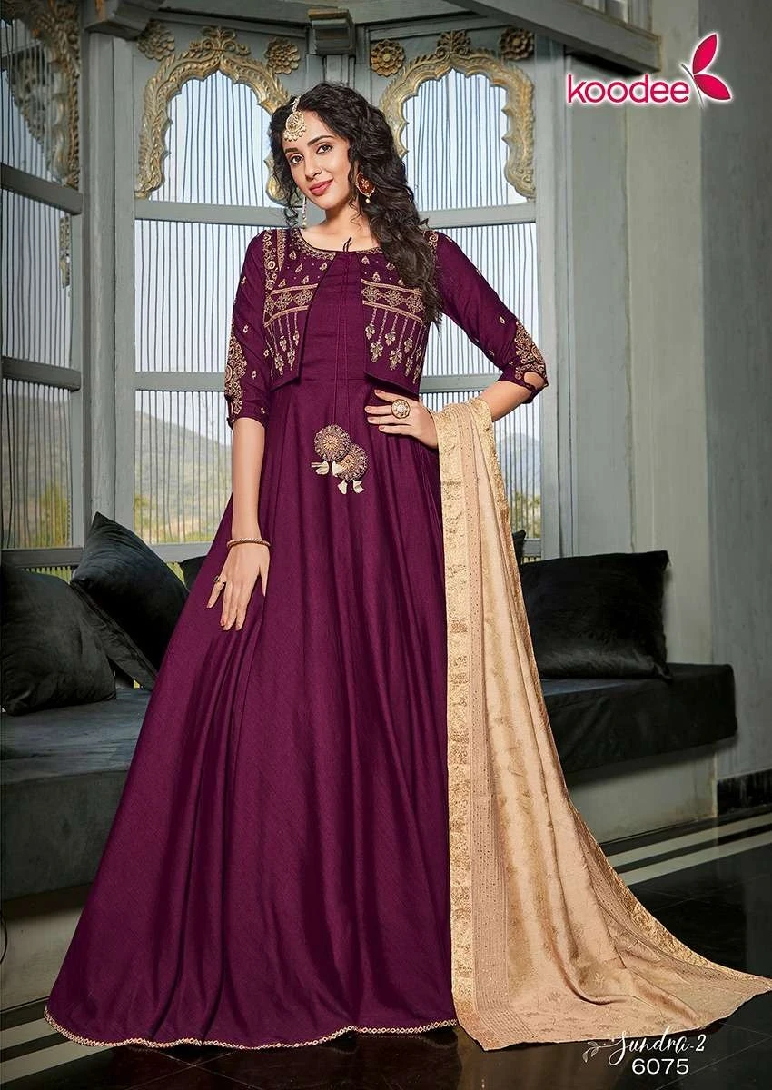 Koodee Sundra 2 Fancy Viscose Wholesale Designer Gown with Dupatta Catalog — Wholesale Kurtis, MPA wholesale from Surat — view 3